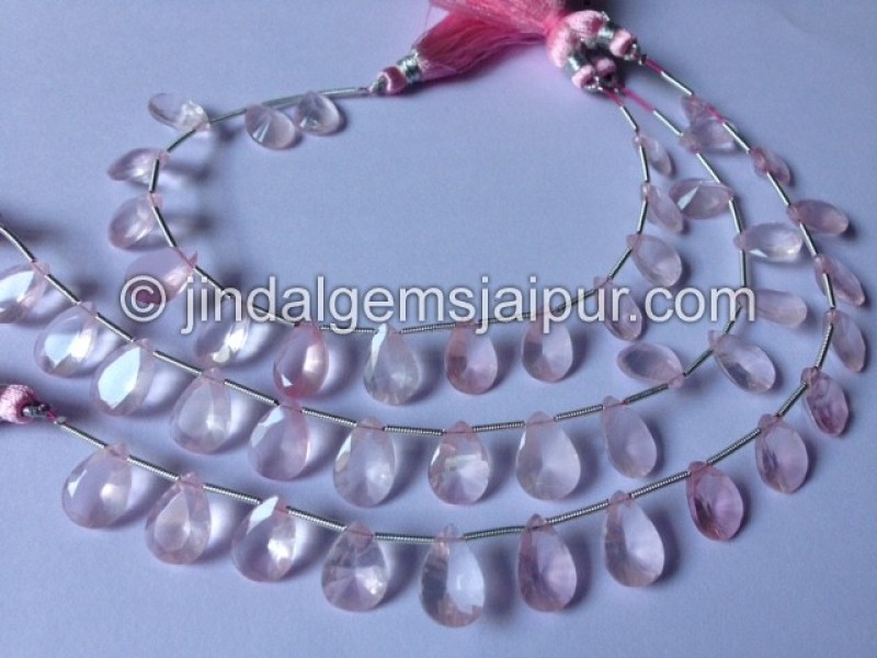 Rose Quartz Concave Pear Shape Beads